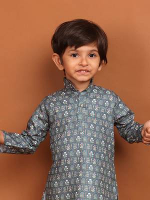 Tropical green benaras silk printed kurta dhoti suit-samar collection 1