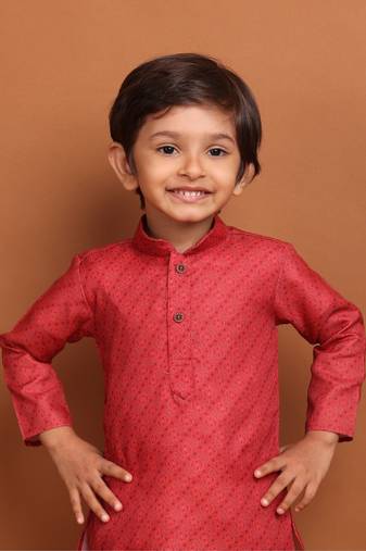 Barn red cotton printed kurta dhoti  suit-mahir collection