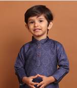 Azure blue benaras silk printed kurta dhoti suit-samar collection