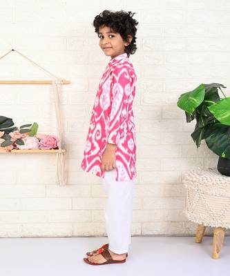 Pink cotton printed kurta set 2