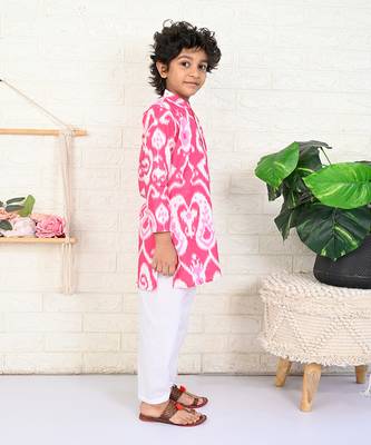Pink cotton printed kurta set 3