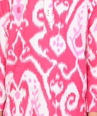 Pink cotton printed kurta set 5