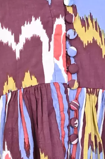 Multi color cotton printed ikat kurta set