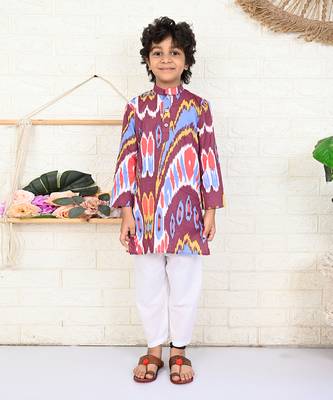 Multi color cotton printed kurta set 1