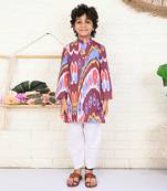 Multi color cotton printed kurta set