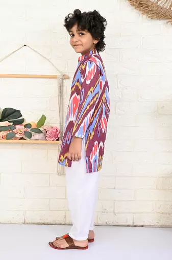 Multi color cotton printed kurta set