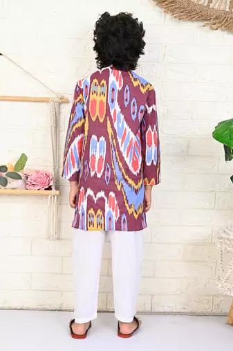 Multi color cotton printed kurta set