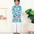 Blue cotton printed kurta set