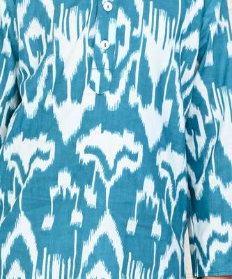 Blue cotton printed kurta set 5