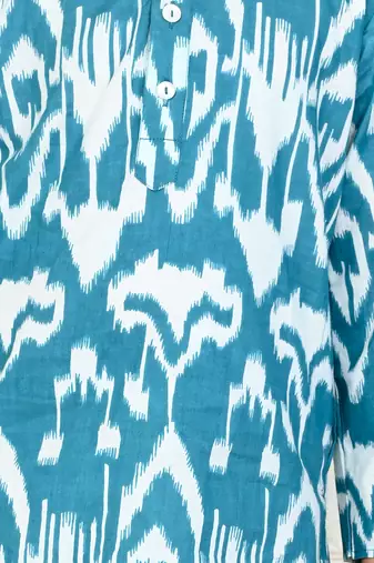 Blue cotton printed kurta set