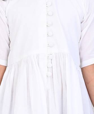 White cotton printed ikat kurta set 5