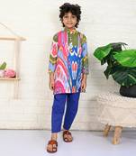 Multi color cotton printed kurta set