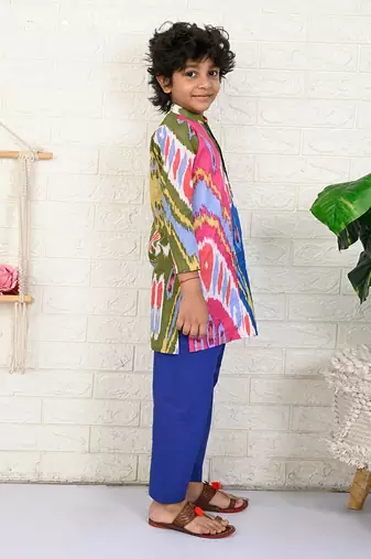 Multi color cotton printed kurta set