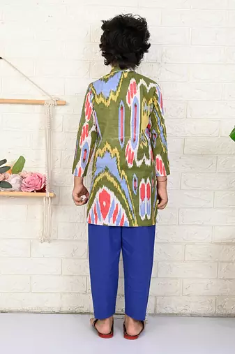 Multi color cotton printed kurta set
