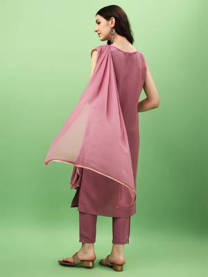 Onion Art Silk Fabric Straight Kurta, Pant and Dupatta Set 2