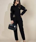 Black color beautiful embroidered top bottom set for girlish looks