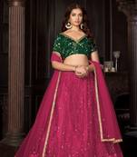 Green Colour Partywear Banglori Silk Lehenga Choli Set For Graceful And Trendy Girlish Looks
