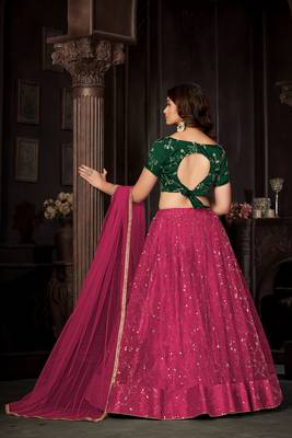 Green Colour Partywear Banglori Silk Lehenga Choli Set For Graceful And Trendy Girlish Looks 2