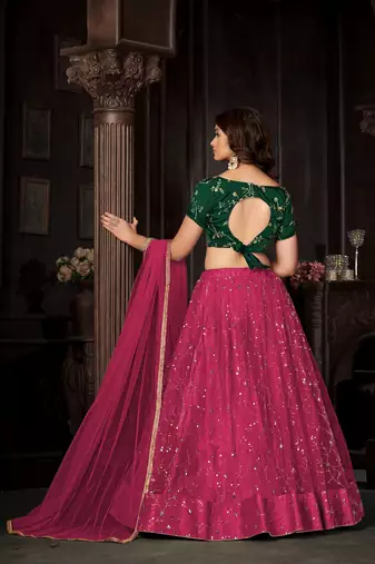 Green Colour Partywear Banglori Silk Lehenga Choli Set For Graceful And Trendy Girlish Looks