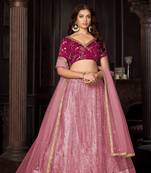 Pink Colour Partywear Banglori Silk Lehenga Choli Set For Graceful And Trendy Girlish Looks