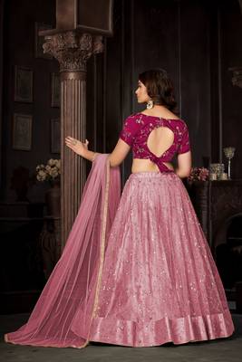 Pink Colour Partywear Banglori Silk Lehenga Choli Set For Graceful And Trendy Girlish Looks 2