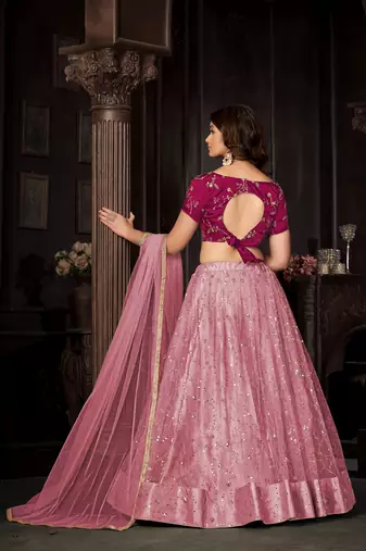 Pink Colour Partywear Banglori Silk Lehenga Choli Set For Graceful And Trendy Girlish Looks