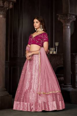 Pink Colour Partywear Banglori Silk Lehenga Choli Set For Graceful And Trendy Girlish Looks 3