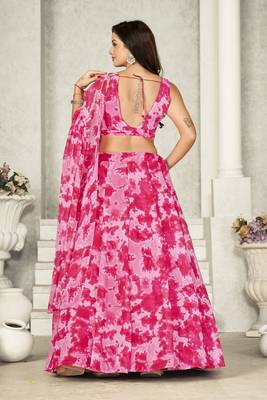 Pink Colour Partywear Georgette Lehenga Choli Set For Graceful And Trendy Girlish Looks 2