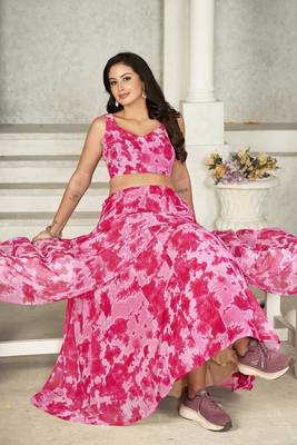 Pink Colour Partywear Georgette Lehenga Choli Set For Graceful And Trendy Girlish Looks 4