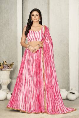 Pink Colour Partywear Georgette Lehenga Choli Set For Graceful And Trendy Girlish Looks 1