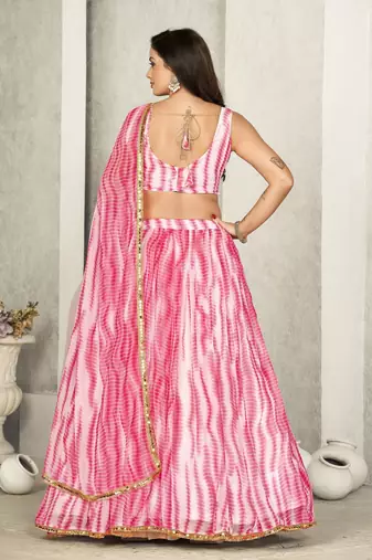 Pink Colour Partywear Georgette Lehenga Choli Set For Graceful And Trendy Girlish Looks