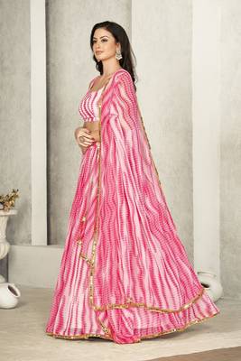 Pink Colour Partywear Georgette Lehenga Choli Set For Graceful And Trendy Girlish Looks 4