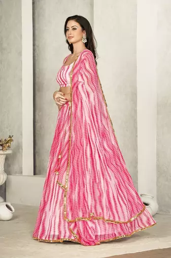 Pink Colour Partywear Georgette Lehenga Choli Set For Graceful And Trendy Girlish Looks