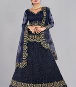 Blue Colour Net Fabric Partywear Bridesmaid Lehenga Choli For Girls