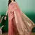 Peach Khadi Organzac Premium Zari Woven Jacquard Desgigner Partywear Saree