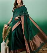 Green Woven Khadi Organza c Ethnic Partywear Saree
