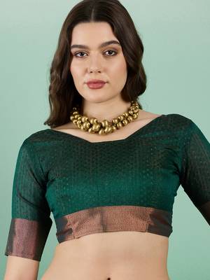 Green Woven Khadi Organza c Ethnic Partywear Saree 4