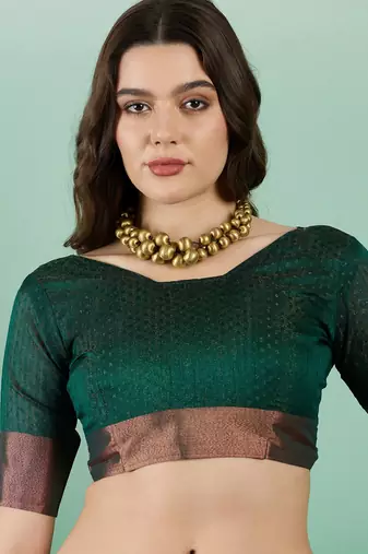 Green Woven Khadi Organza c Ethnic Partywear Saree