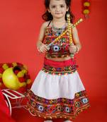 Banjara India Kutch Work Embroidered Girls Lehenga Choli Set with Dupatta (CC-DMN) - White
