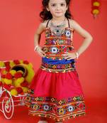 Banjara India Kutch Work Embroidered Girls Lehenga Choli Set with Dupatta (CC-DMN) - Pink