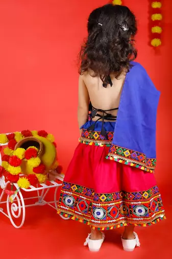 Banjara India Kutch Work Embroidered Girls Lehenga Choli Set with Dupatta (CC-DMN) - Pink