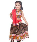 Banjara India Kutch Work Embroidered Girls Lehenga Choli Set with Dupatta (CC-RJS) - Black