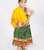 Banjara India Kutch Work Embroidered Girls Lehenga Choli Set with Dupatta (CC-RJS) - Green