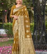 Mustard Simmer Silk Weaving Rich Pallu Jari Partywear Saree