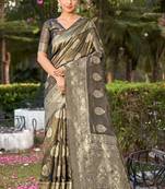 Grey Simmer Silk Weaving Rich Pallu Jari Designer Partywear Saree