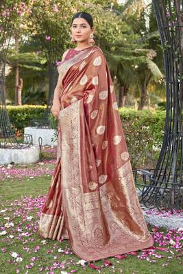 Pink Simmer silk blend Weaving Rich Pallu zari Partywear Saree 1