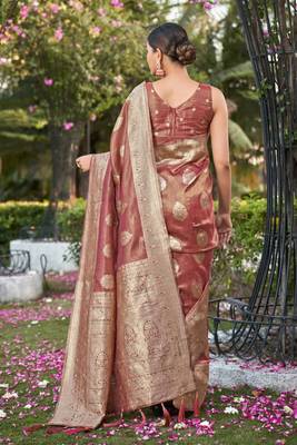 Pink Simmer silk blend Weaving Rich Pallu zari Partywear Saree 2