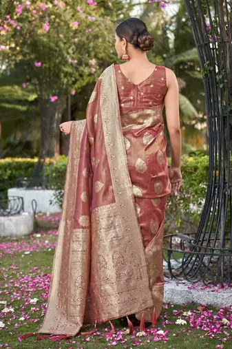 Pink Simmer silk blend Weaving Rich Pallu zari Partywear Saree