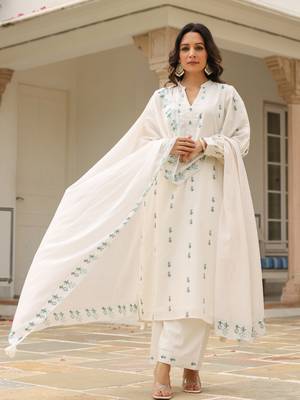 Cotton suit set with plazzo and dupatta 1