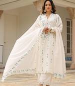 Cotton suit set with plazzo and dupatta